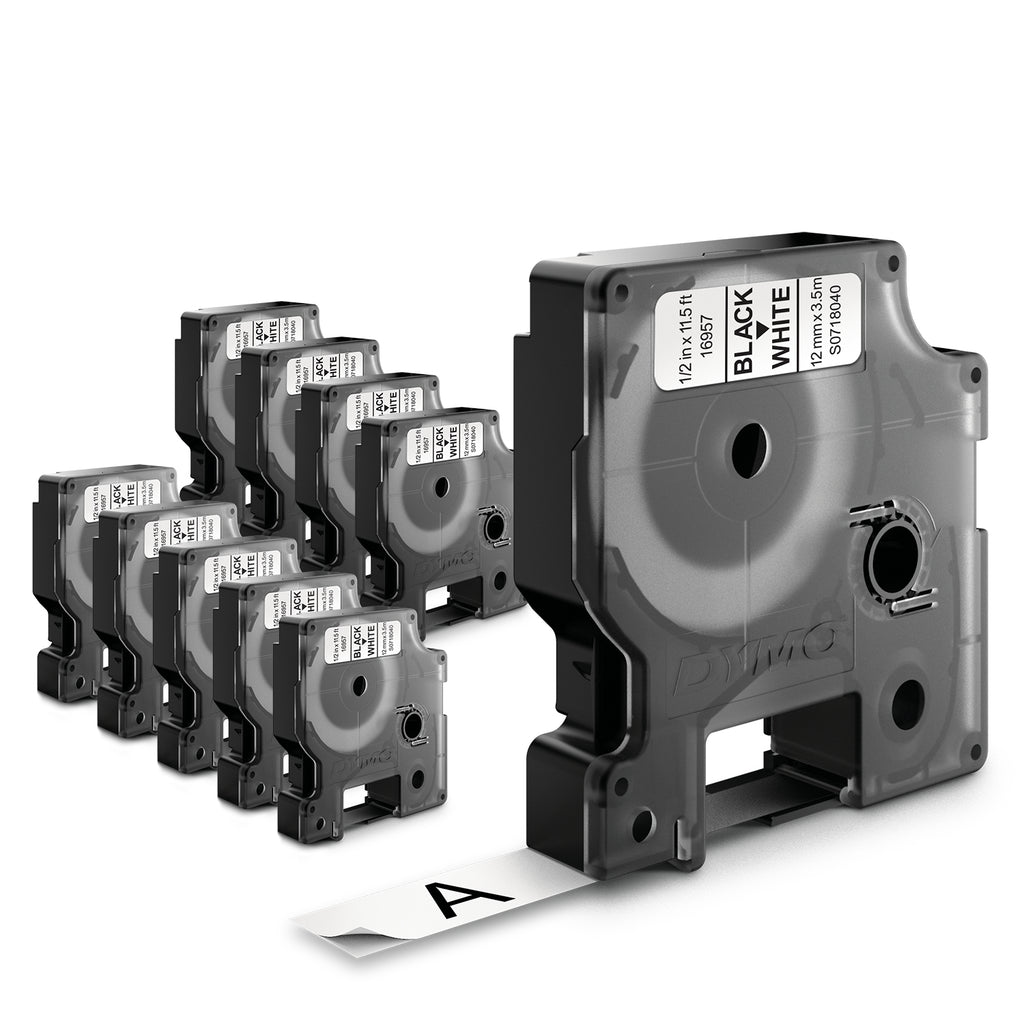 DYMO D1 Étiquettes Autocollantes, 9 mm x 7 m, Impression Noir sur Fond Blanc, pour LabelManager, Lot de 10
