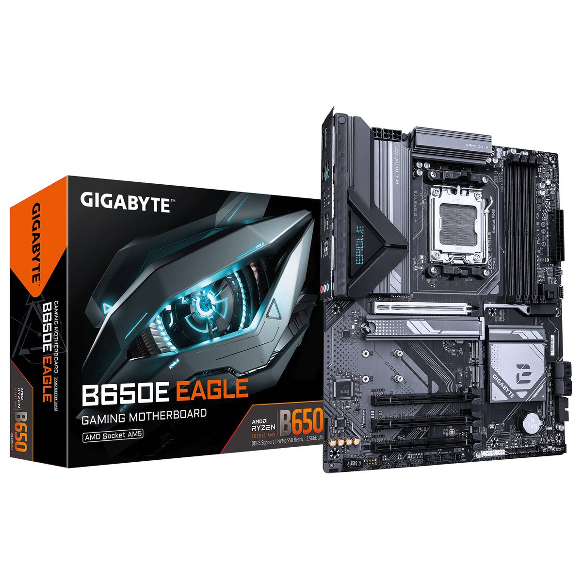 GIGABYTE B650E EAGLE Carte Mère – Processeurs AMD Ryzen 9000 Series, VRM 8+2+2 phases, jusqu’à 8200 MHz DDR5 (OC), 1x PC