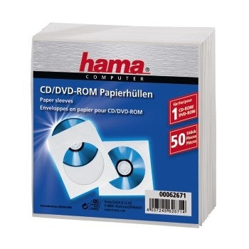 Hama CD-ROM Paper Sleeves 50, White 50 disques Blanc