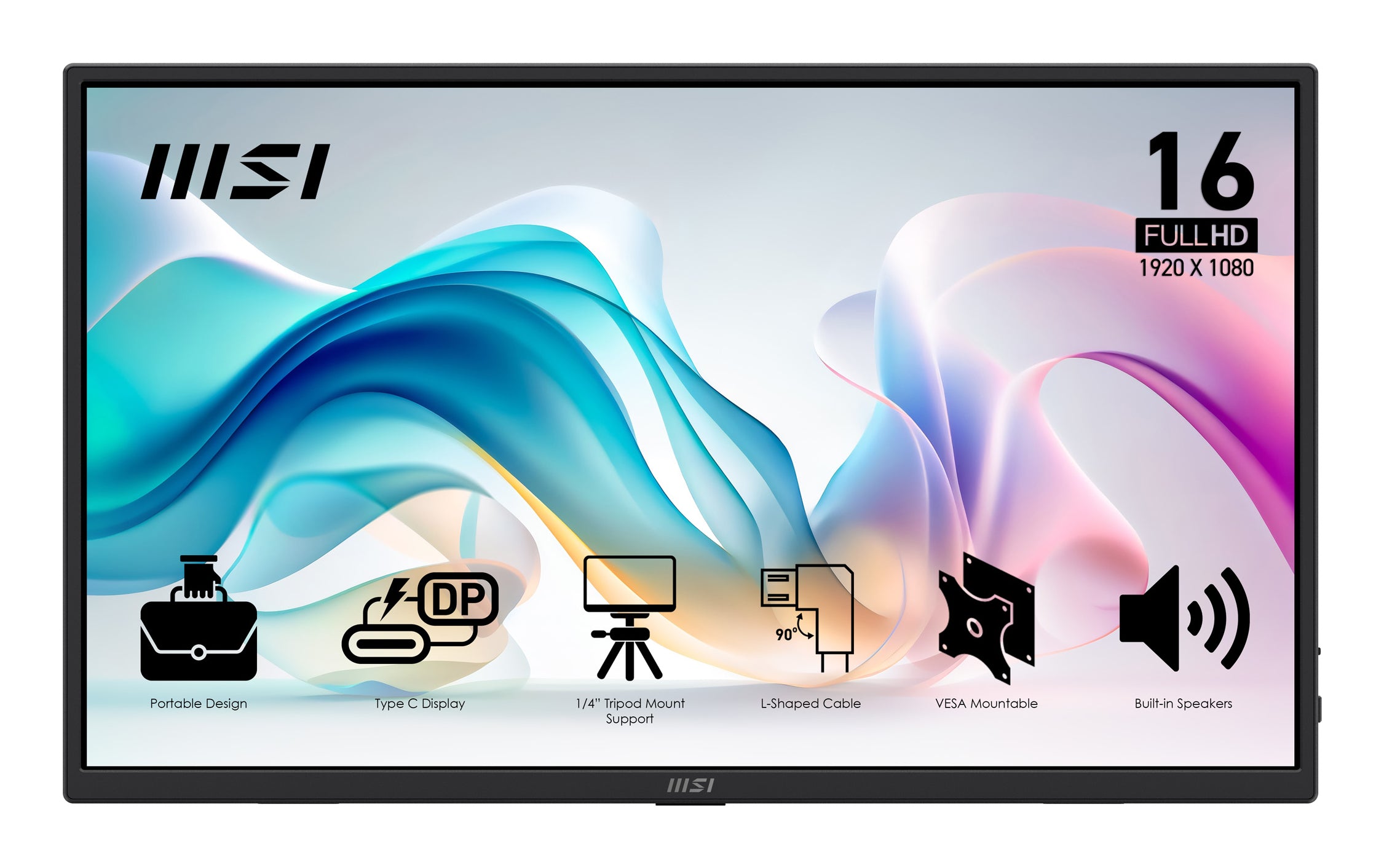MSI PRO MP165DE E6 téléviseur et moniteur portables Moniteur portable Noir 39,6 cm (15.6") LED 1920 x 1080 pixels