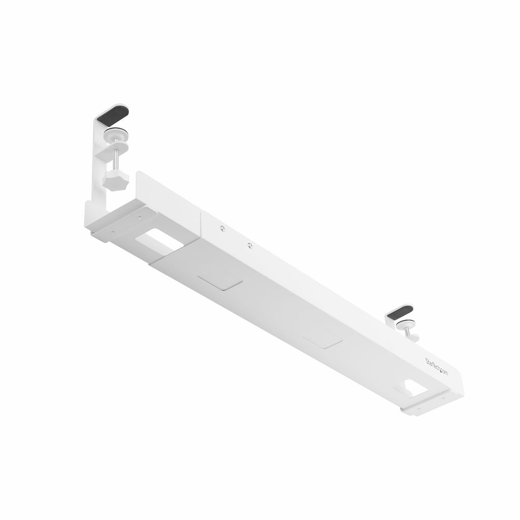 StarTech.com Goulotte Passe-Câble de Bureau Ajustable, Support Multiprise sans Perçage, Blanc