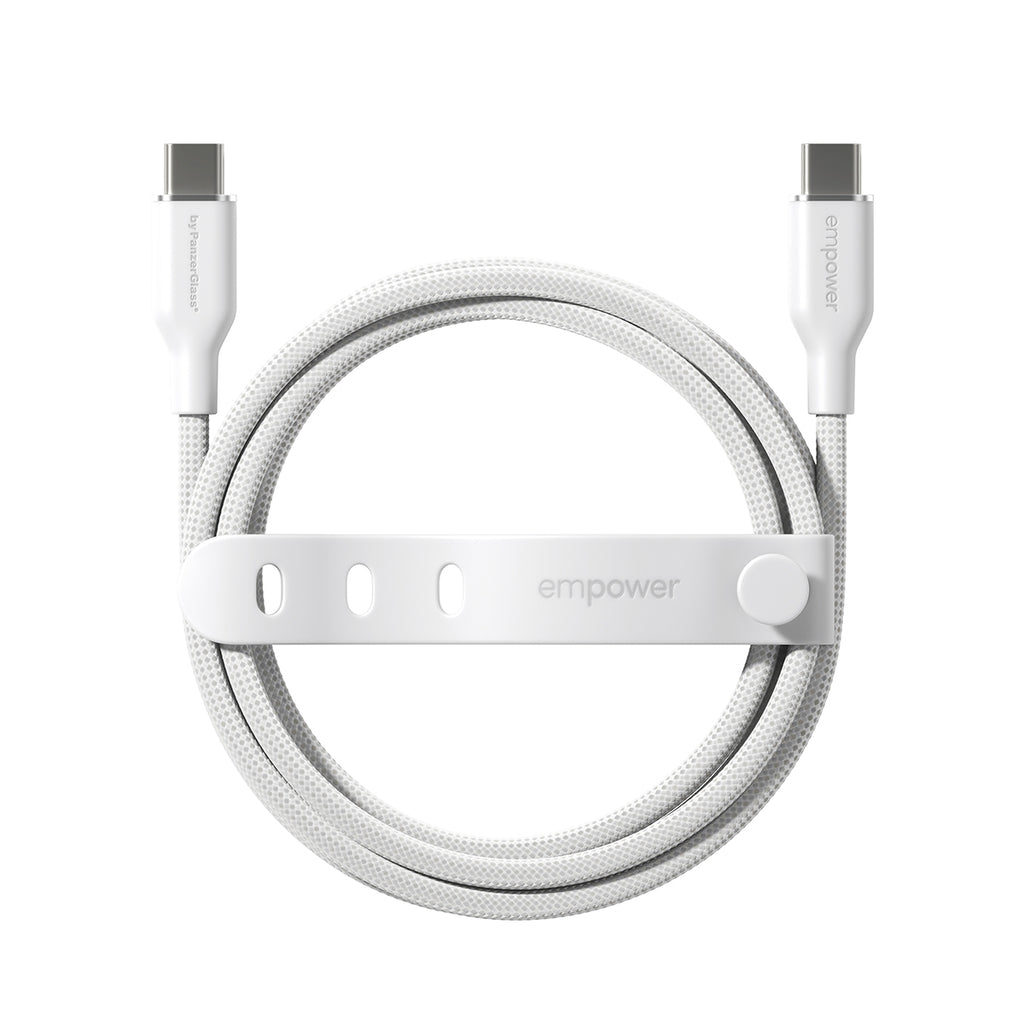 PanzerGlass empower™ by ® Racing 60W USB-C to USB-C Cable | USB 2.0 | 1.2M | Silver White câble USB Blanc