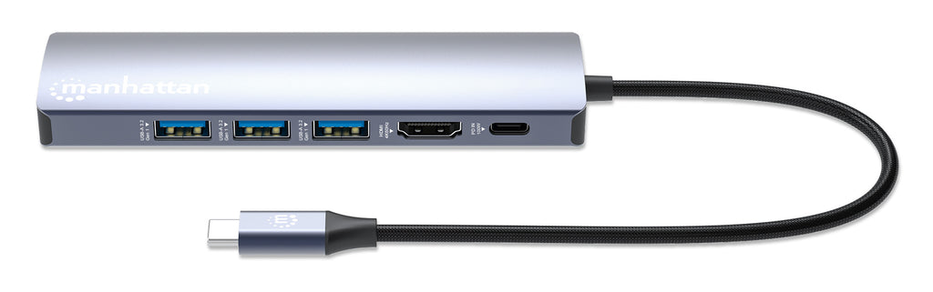Manhattan Station d'Accueil USB-C 6-en-1, HDMI, Ethernet, 3x USB-A, USB-C PD 100W