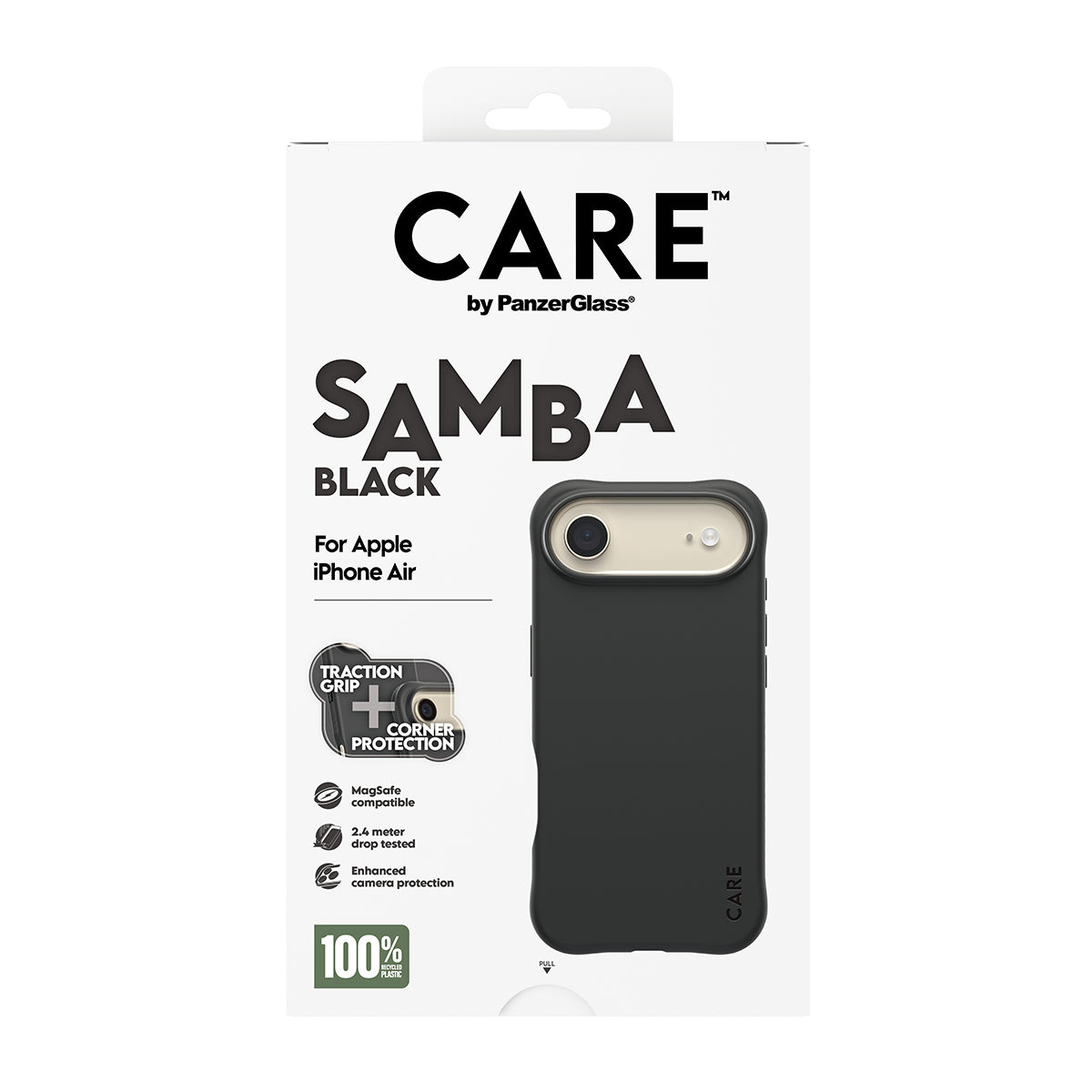 PanzerGlass CARE Samba Case Noir avec MagSafe pour iPhone Air, Coque de Protection