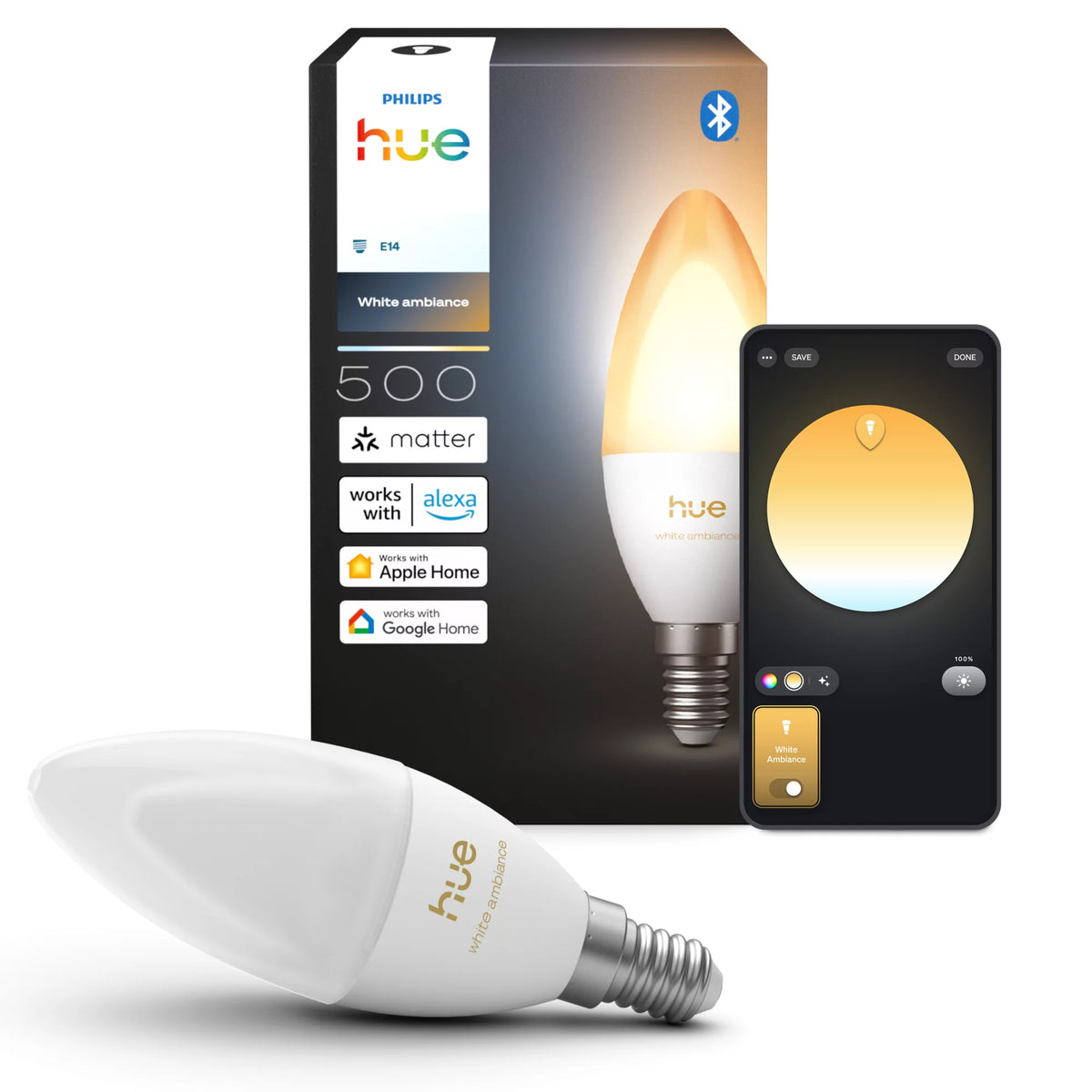 Philips Hue White ambiance Flamme B39 - Ampoule LED connectée E14