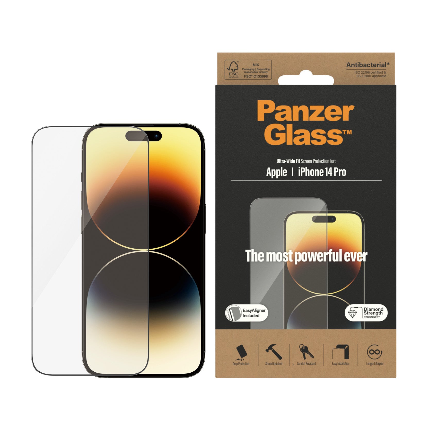PanzerGlass ® Screen Protector iPhone 14 Pro | Ultra-Wide Fit w. EasyAligner Protection d'écran transparent Apple 1 pièce(s)