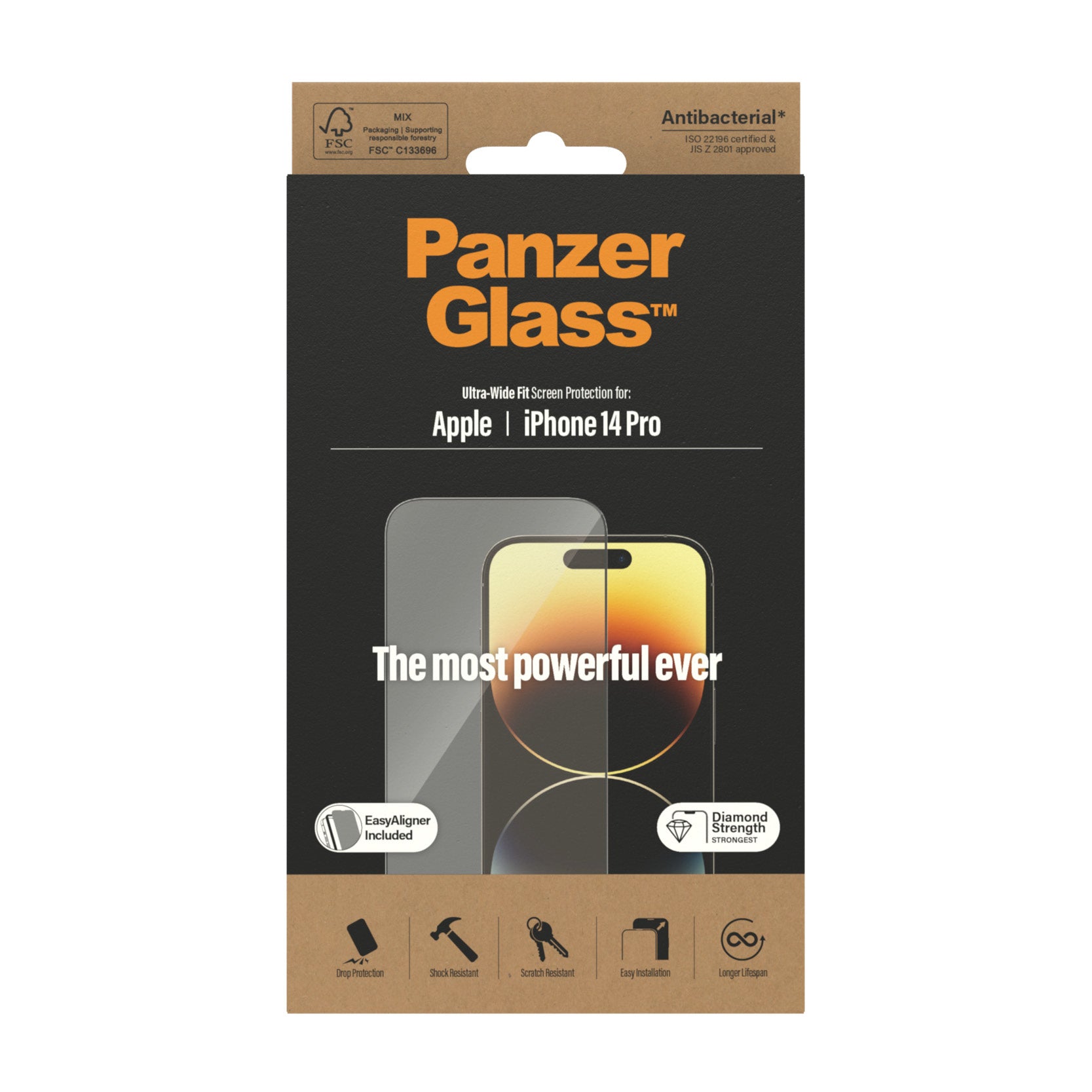 PanzerGlass ® Screen Protector iPhone 14 Pro | Ultra-Wide Fit w. EasyAligner Protection d'écran transparent Apple 1 pièce(s)