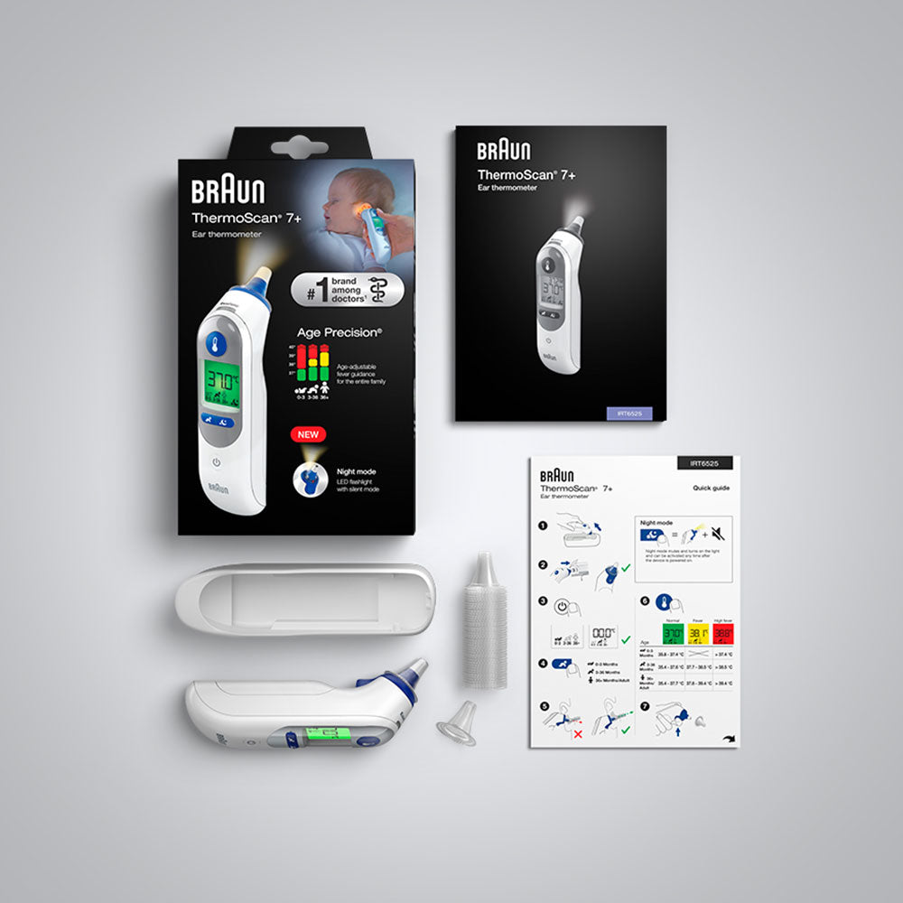Braun Braun IRT6525 thermometre digital Thermomètre par contact Blanc Oreille Boutons