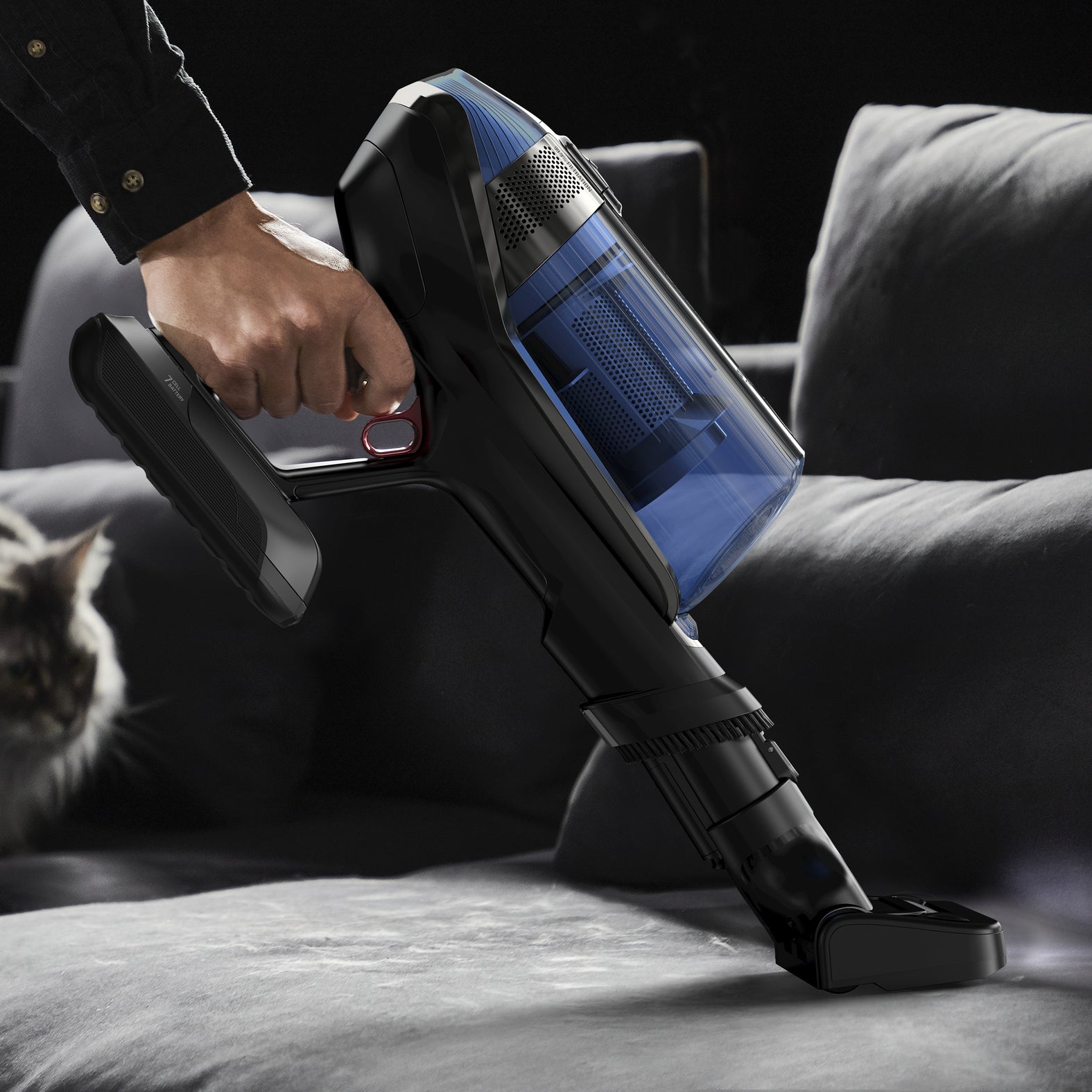 Rowenta RH98C0 Aspirateur-balai 2 en 1 Batterie Sec&humide Sans sac 0,9 L 320 W Bleu, Gris