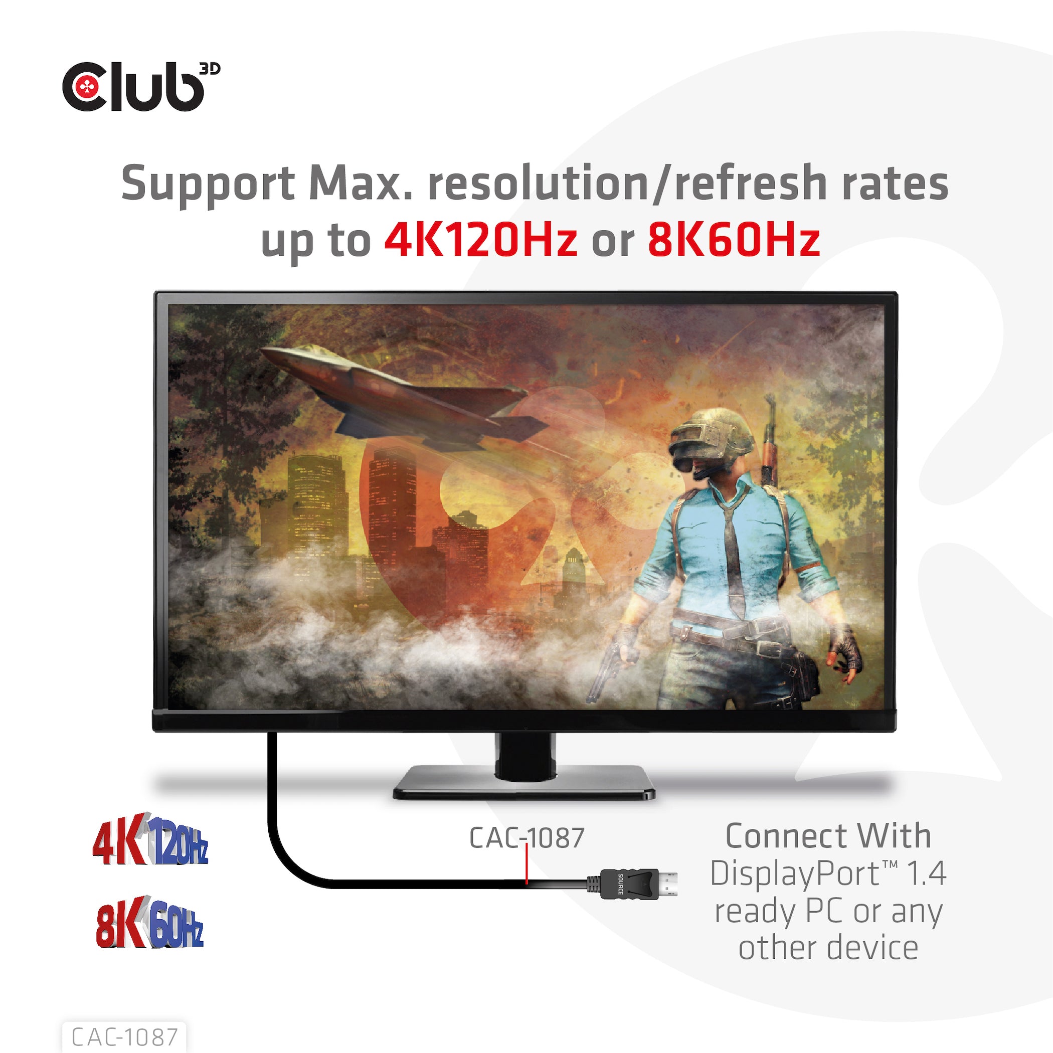 CLUB3D CAC-1087 câble vidéo et adaptateur 3 m DisplayPort HDMI Noir
