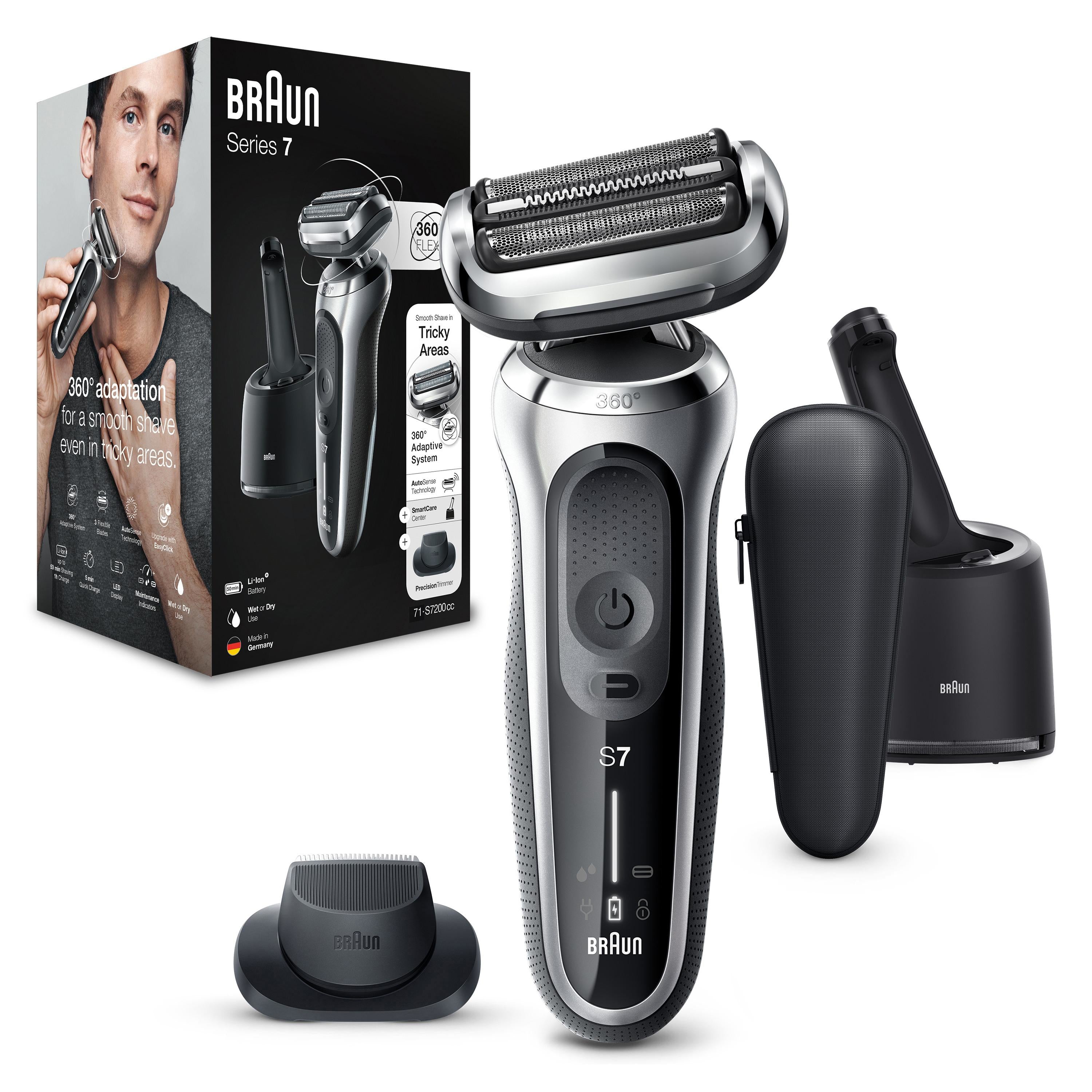 Braun Series 7 71-S7200cc Rasoir à grille Tondeuse Noir, Argent