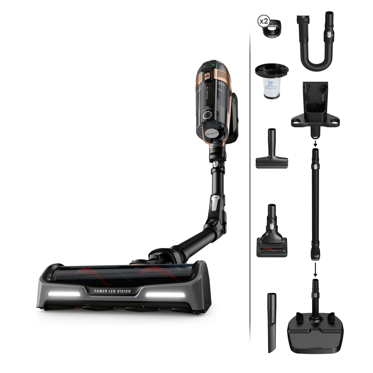 Rowenta X-Force RH99F1 Aspirateur-balai 2 en 1 Batterie Sec HEPA Sans sac 0,9 L Noir, Gris