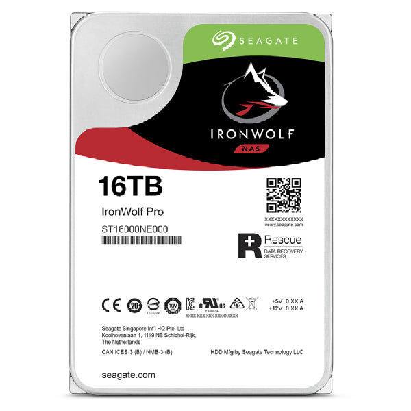 Seagate IronWolf Pro ST16000NT001 disque dur 16 To 7200 tr/min 256 Mo 3.5" Série ATA III
