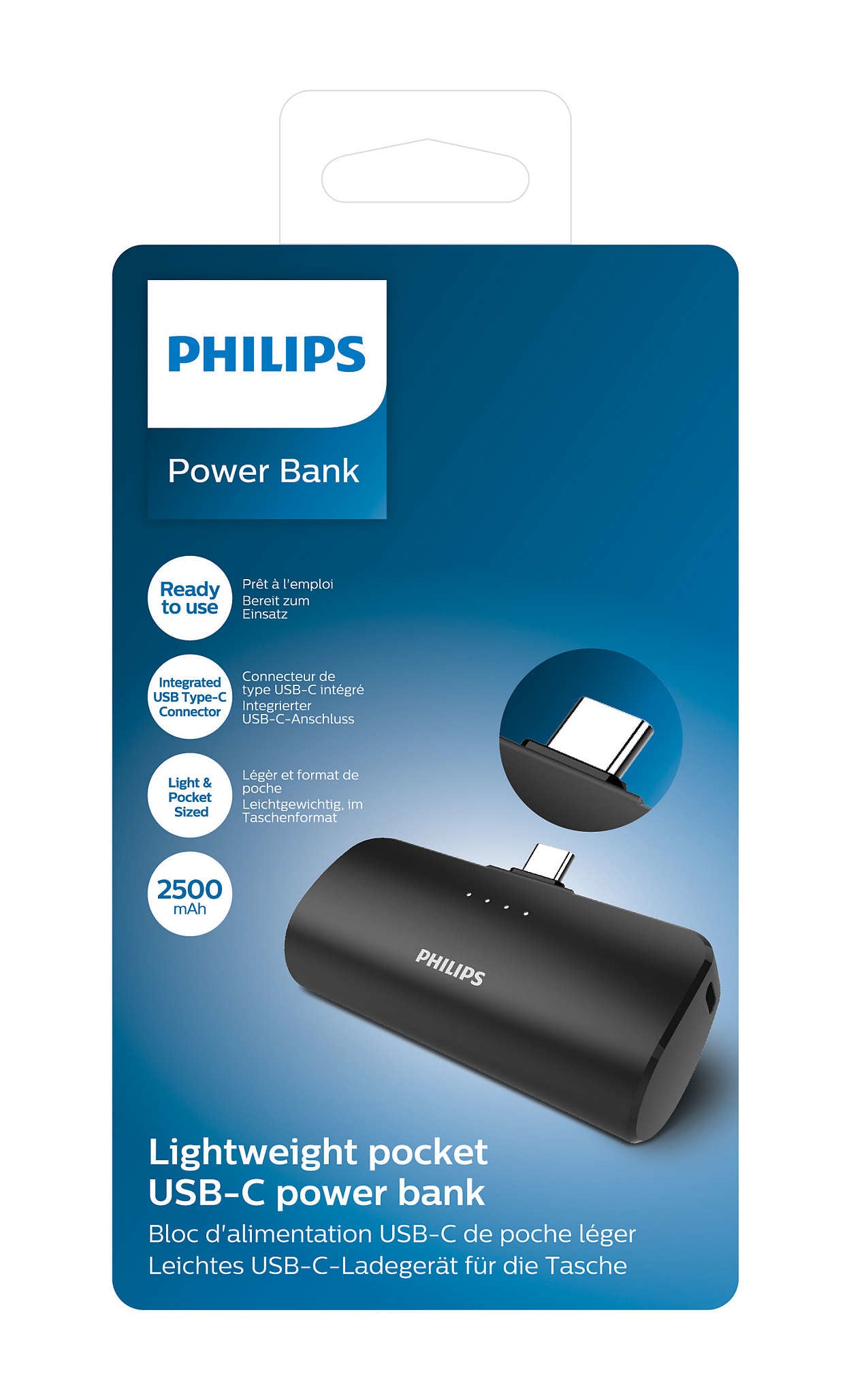 Philips DLP2510C/03 banque d'alimentation électrique Lithium-Ion (Li-Ion) 2500 mAh Recharge sans fil Noir