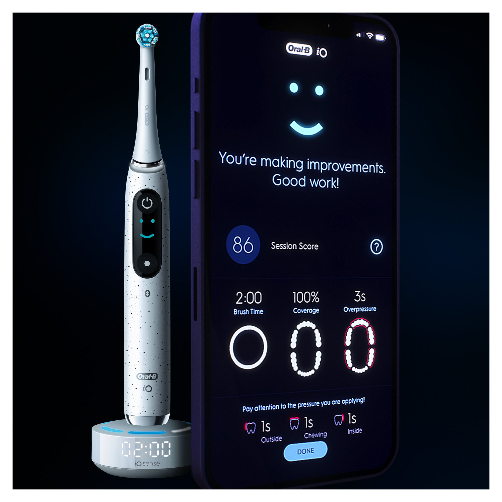 Oral-B iO Series 10 Adulte Brosse à dents rotative oscillante Blanc