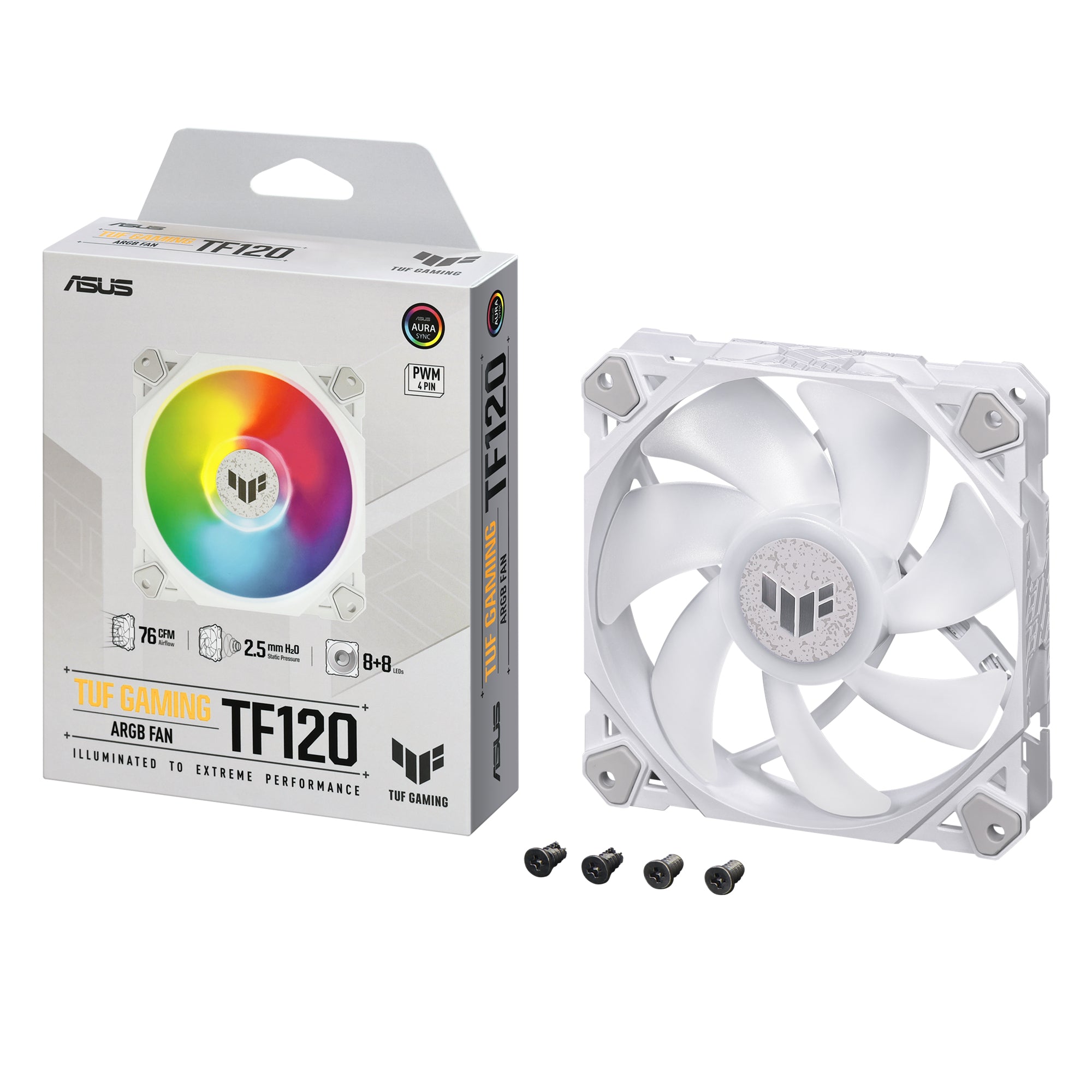 ASUS TUF GAMING TF120 ARGB WHITE EDITION Boitier PC Refroidisseur d'air 12 cm Blanc 1 pièce(s)