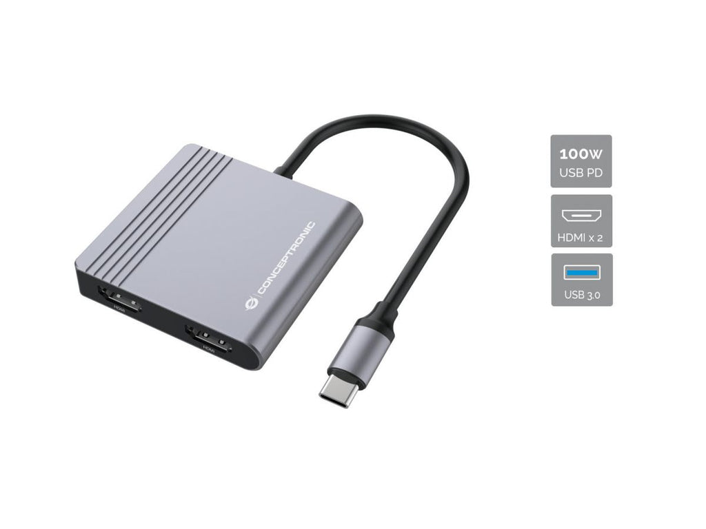 Conceptronic DONN13G station d'accueil Avec fil USB 3.2 Gen 1 (3.1 Gen 1) Type-C Gris