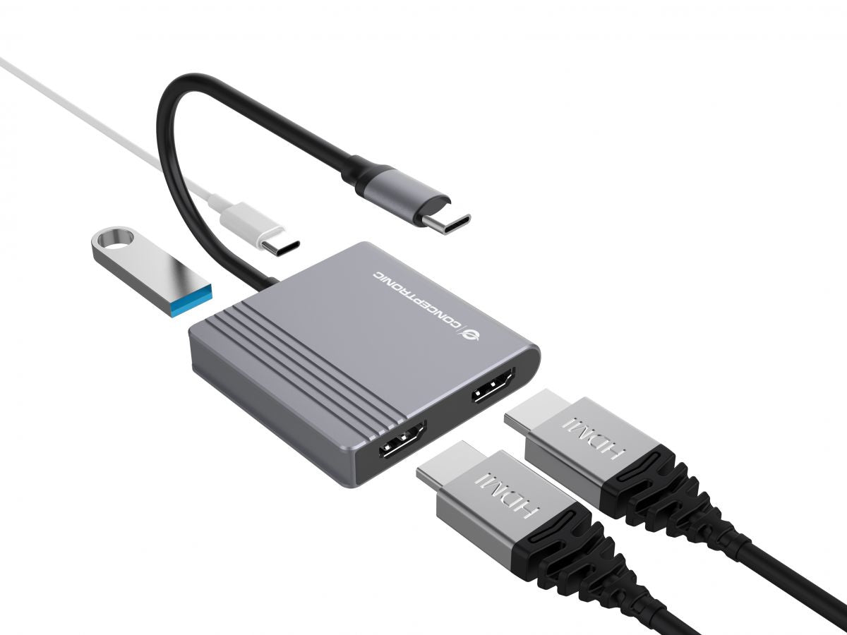 Conceptronic DONN13G station d'accueil Avec fil USB 3.2 Gen 1 (3.1 Gen 1) Type-C Gris