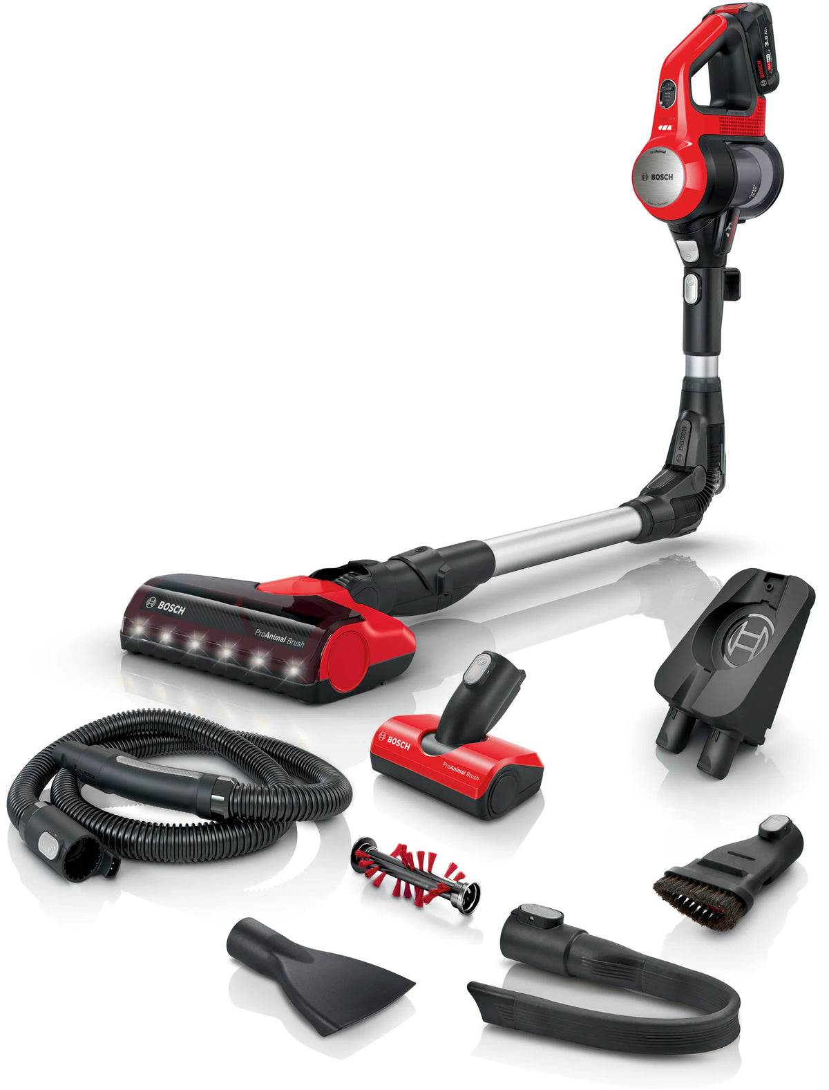 Bosch BCS711PET Aspirador Sem Fio Sem Saco, Bateria 18V 3Ah, 0,3L, Preto e Vermelho