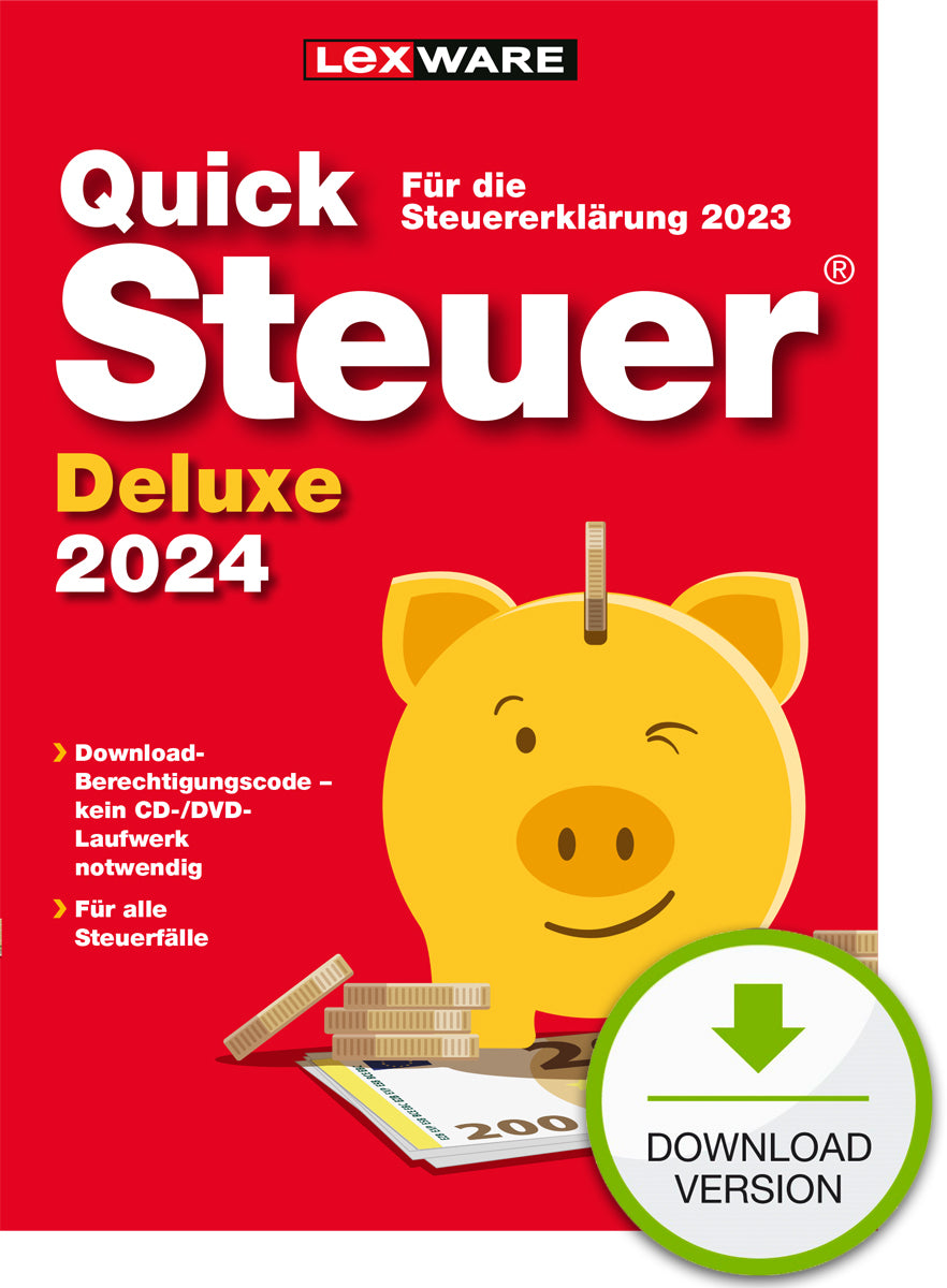 Lexware QuickSteuer Deluxe 2024 Logiciel de Déclaration d'Impôts, 1 Licence, 1 An