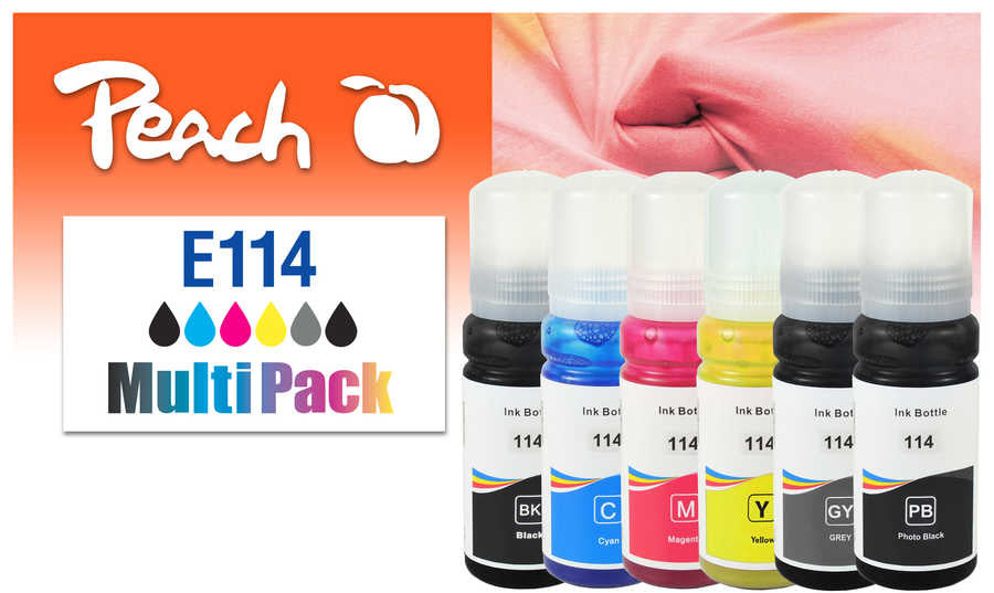 Peach 321706 cartouche d'encre 6 pièce(s) Compatible Rendement standard Noir, Cyan, Gris, Magenta, Jaune