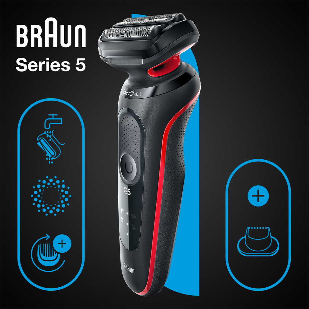 Braun Series 5 51-R1200S rasoir pour homme Rasoir à grille Tondeuse Noir, Rouge