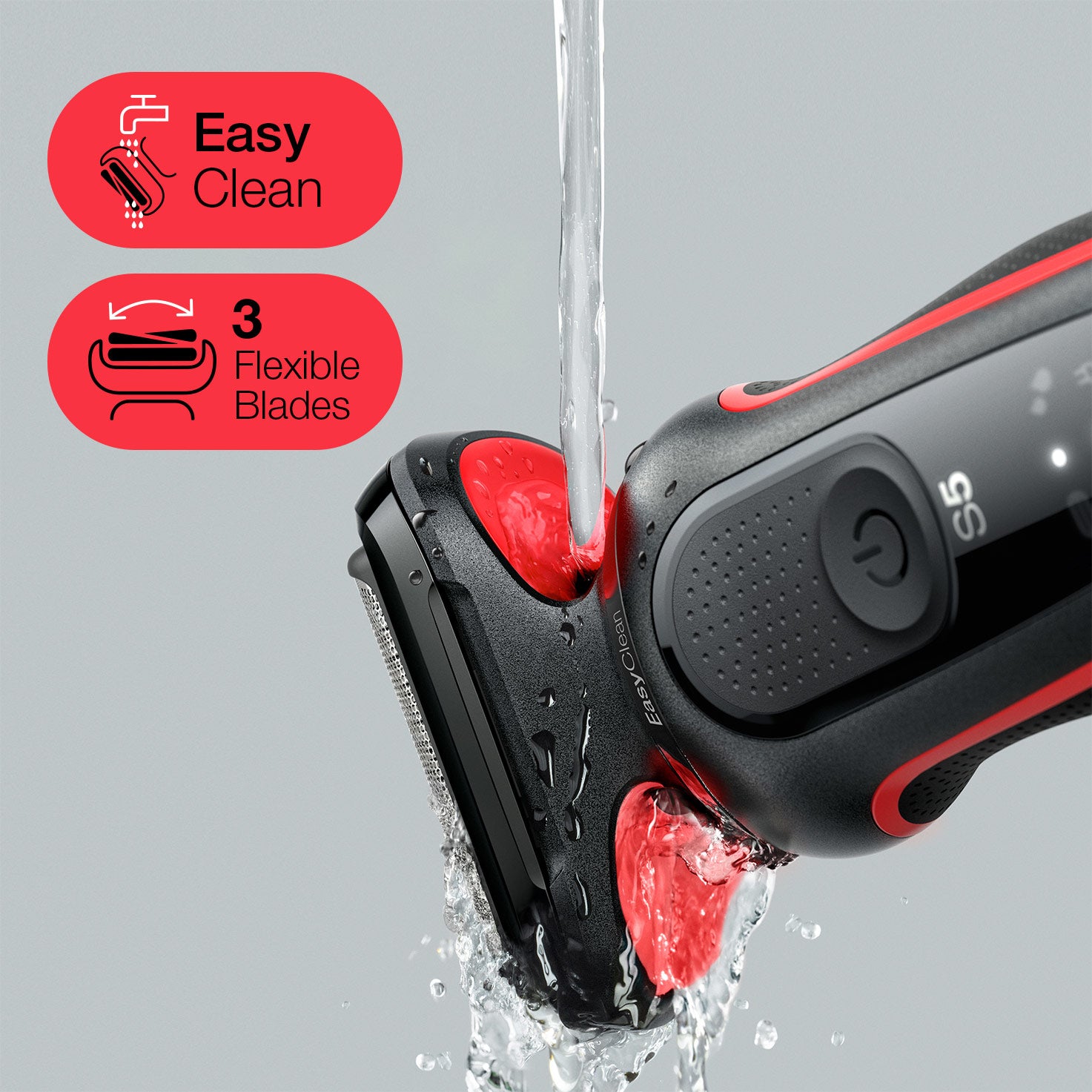 Braun Series 5 51-R1200S rasoir pour homme Rasoir à grille Tondeuse Noir, Rouge