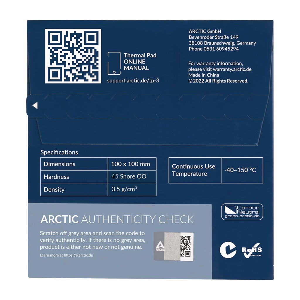 ARCTIC TP-3 combiné de dissipateurs thermiques Pad thermique