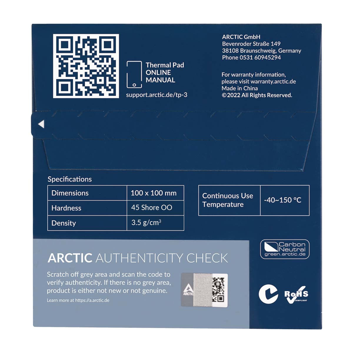 ARCTIC TP-3 combiné de dissipateurs thermiques Pad thermique