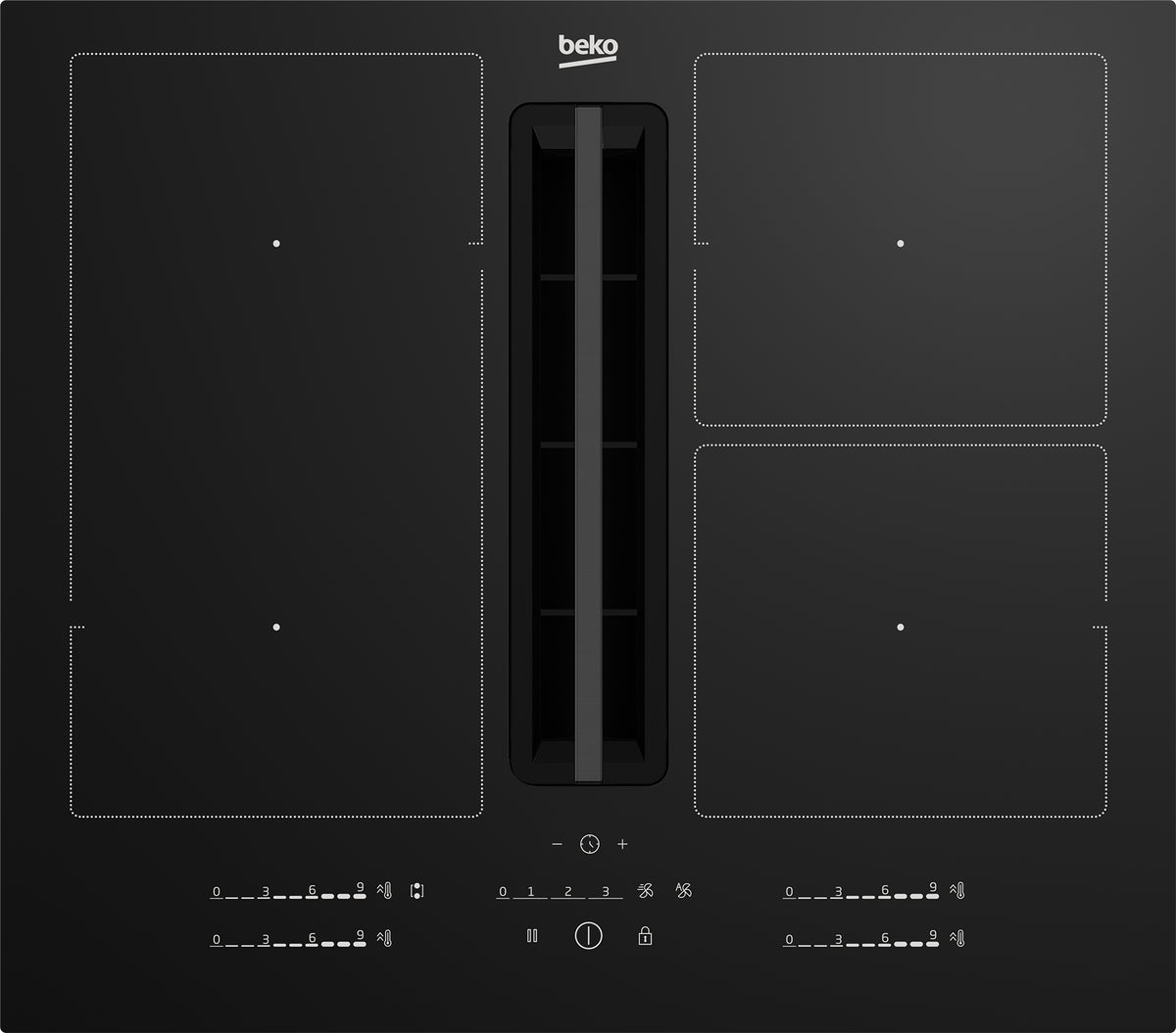 Beko HIXI 64700 UF Noir Intégré 60 cm Plaque avec zone à induction 4 zone(s) Hotte intégrée