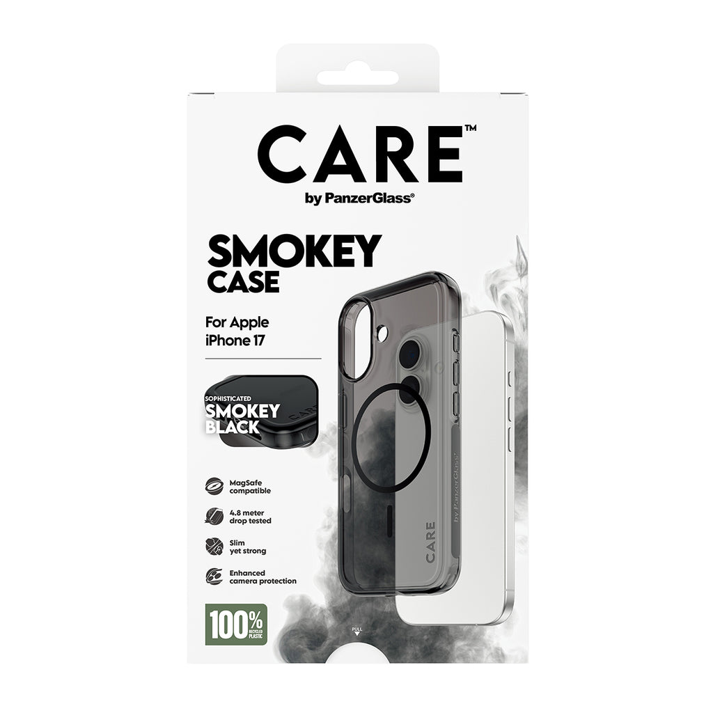 PanzerGlass CARE™ by ® Smokey Case w. Black MagSafe iPhone 17 coque de protection pour téléphones portables Housse Noir