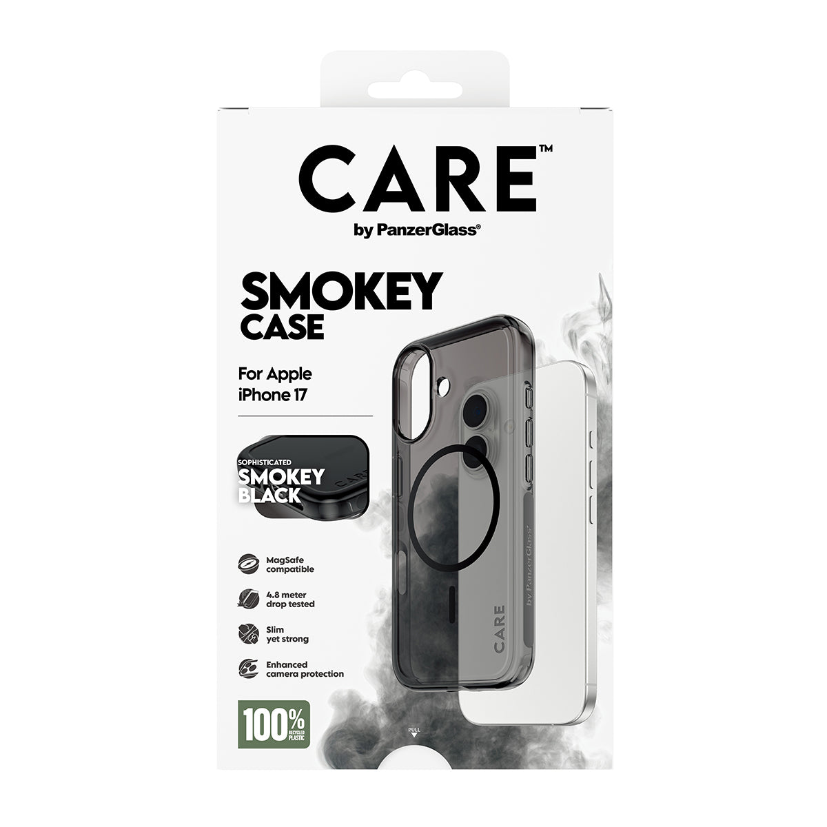 PanzerGlass CARE™ by ® Smokey Case w. Black MagSafe iPhone 17 coque de protection pour téléphones portables Housse Noir