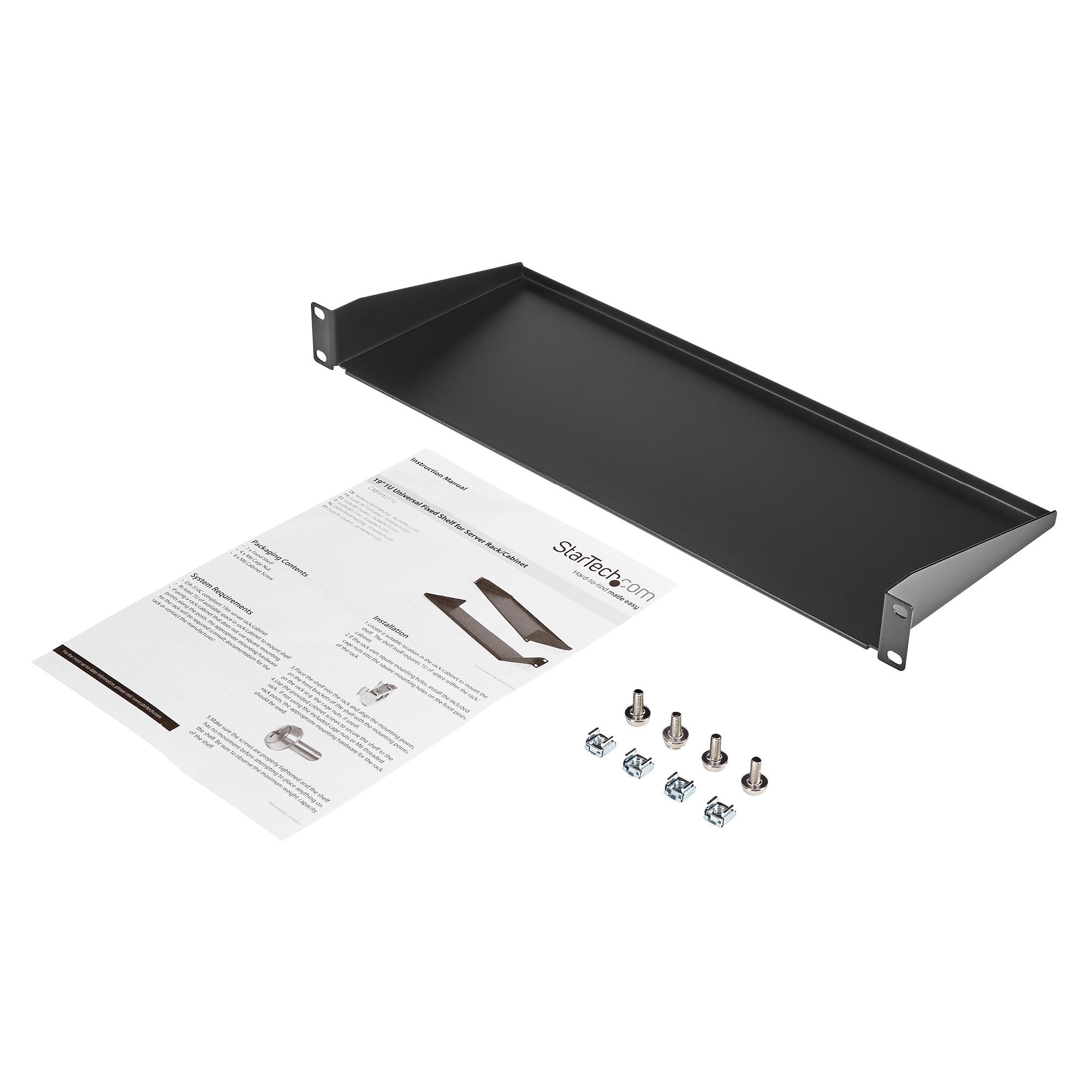 StarTech.com Etagère universelle montée en rack fixe de 7 po de profondeur 1U - 15 kg