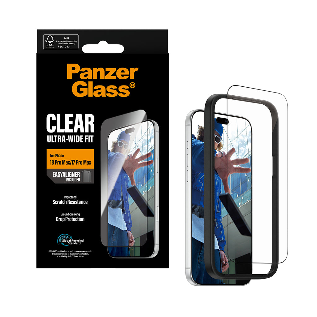 PanzerGlass ® Screen Protector iPhone 2026 Pro Max | 17 Pro Max | Ultra-Wide Fit w. EasyAligner Protection d'écran trans