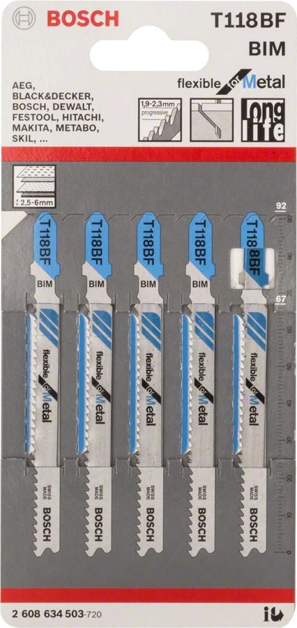 Bosch Bosch 2608634503 Lames de scie sauteuse Bimétal 5 pièce(s)