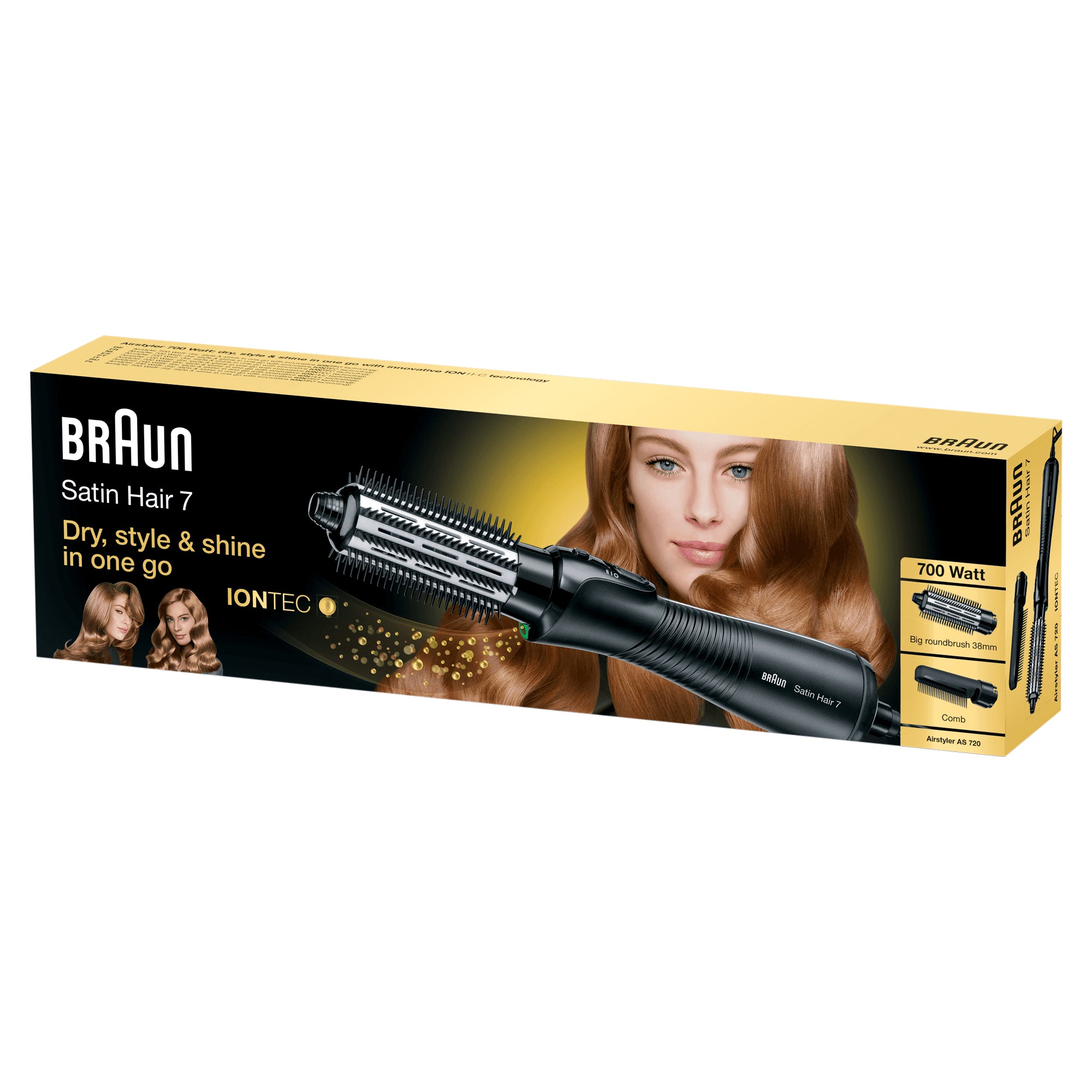 Braun Satin Hair 7 AS720 Brosse soufflante à air chaud À chaleur Noir 700 W 2 m