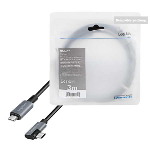 LogiLink CU0183 câble USB USB 2.0 2 m USB C 0,48 Gbit/s 100 W Noir, Argent