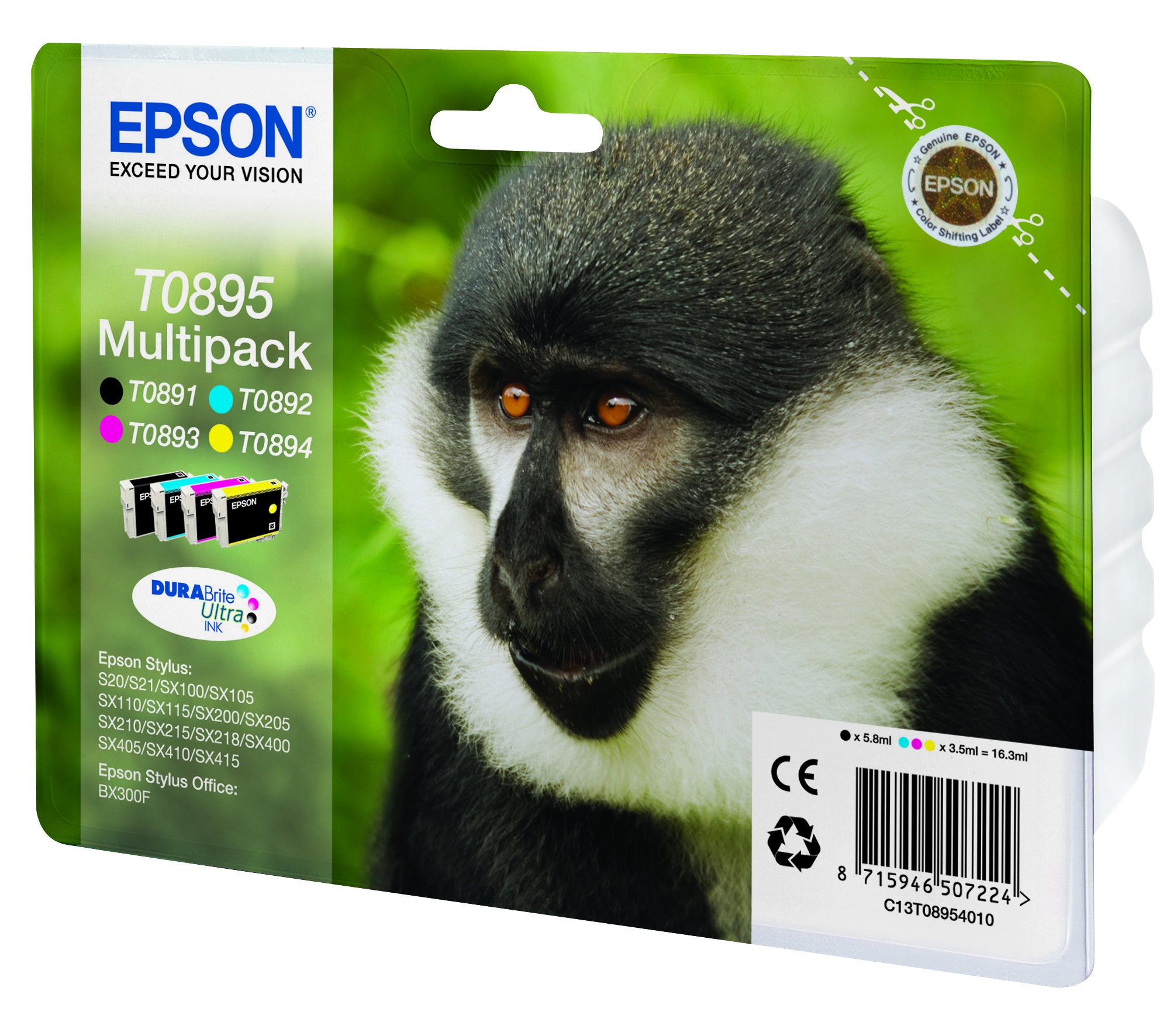 Epson Monkey Encre DURABrite Ultra multipack 4 couleurs Singe T0895