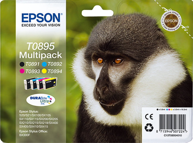 Epson Monkey Encre DURABrite Ultra multipack 4 couleurs Singe T0895
