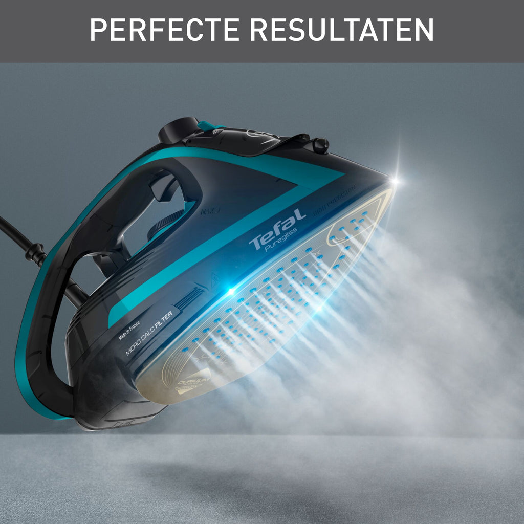 Tefal Puregliss FV8066 Fer à repasser à sec ou à vapeur Durilium AirGlide Autoclean soleplate 3000 W Noir, Bleu