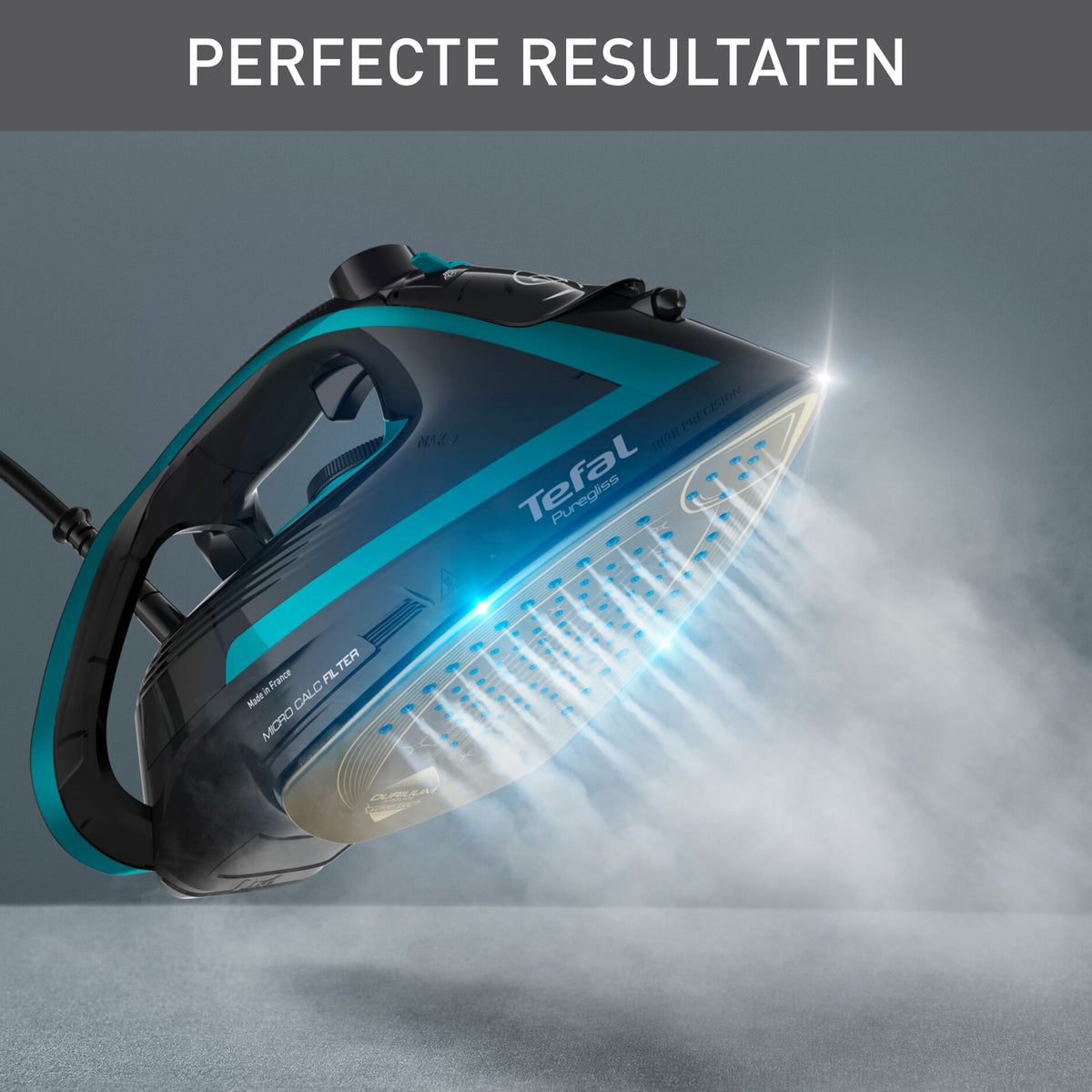 Tefal Puregliss FV8066 Fer à repasser à sec ou à vapeur Durilium AirGlide Autoclean soleplate 3000 W Noir, Bleu