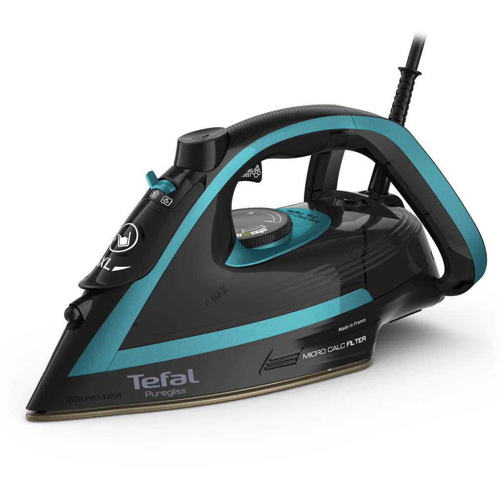 Tefal Puregliss FV8066 Fer à repasser à sec ou à vapeur Durilium AirGlide Autoclean soleplate 3000 W Noir, Bleu