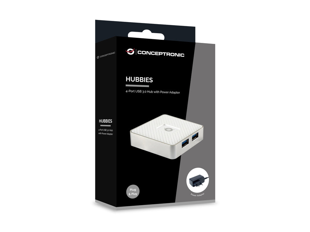 Conceptronic HUBBIES03W hub & concentrateur USB 3.2 Gen 1 (3.1 Gen 1) Micro-B 5000 Mbit/s Blanc