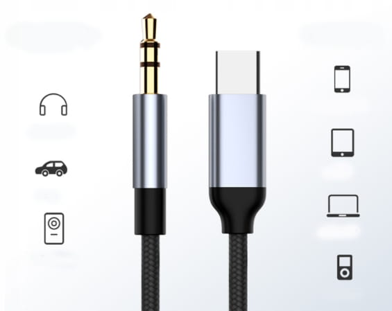 CÂBLE Adaptateur USB-C vers mini-jack 3,5 mm AUX DAC 1,5 m Zenwire ZC-19