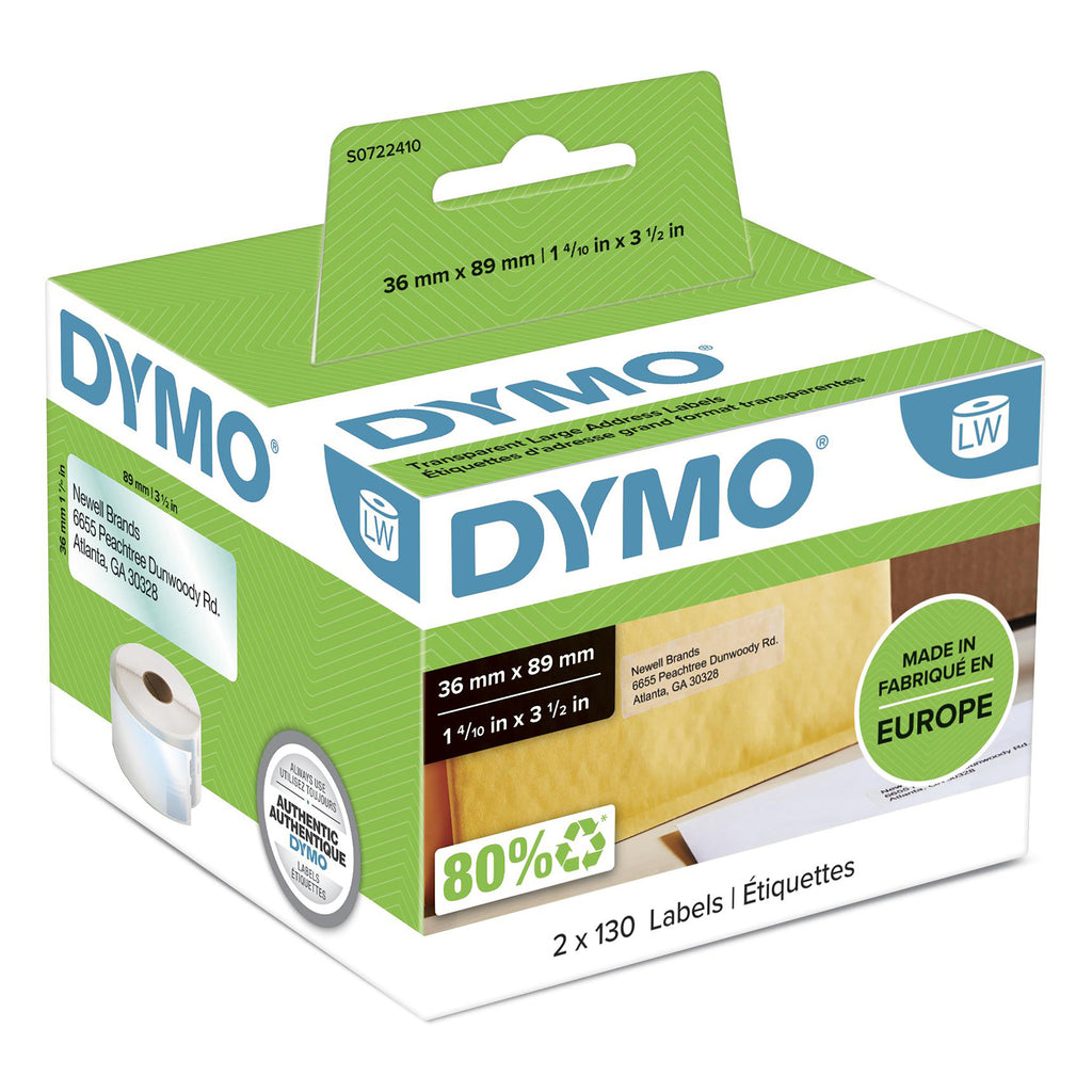 DYMO LW grandes étiquettes d'adresse autocollantes authentiques | 36 mm x 89 mm | 12 rouleaux de 130 étiquettes faciles à décoller (1 560 étiquettes) | pour les étiqueteuses LabelWriter