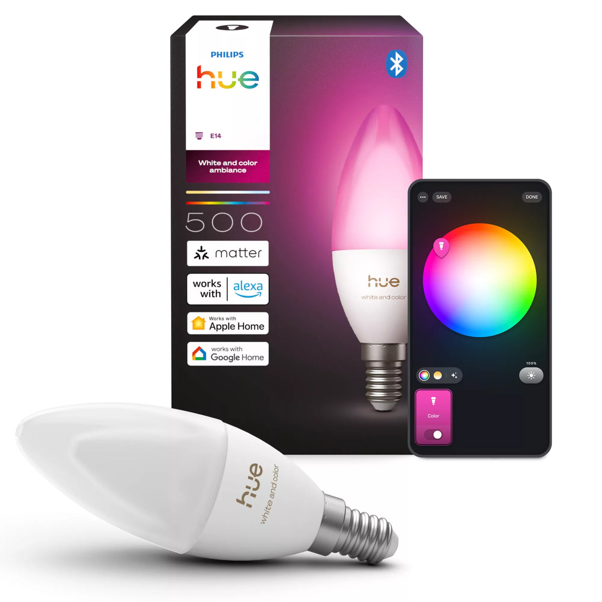 Philips Hue White and Color ambiance Flamme B39 - Ampoule LED connectée E14
