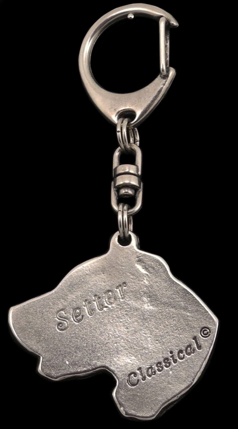 English setter, Lawerack, Laverack - Silver-plated key ring with a dog in a gift box, handbag decoration, backpack pendant by Art-Dog brand