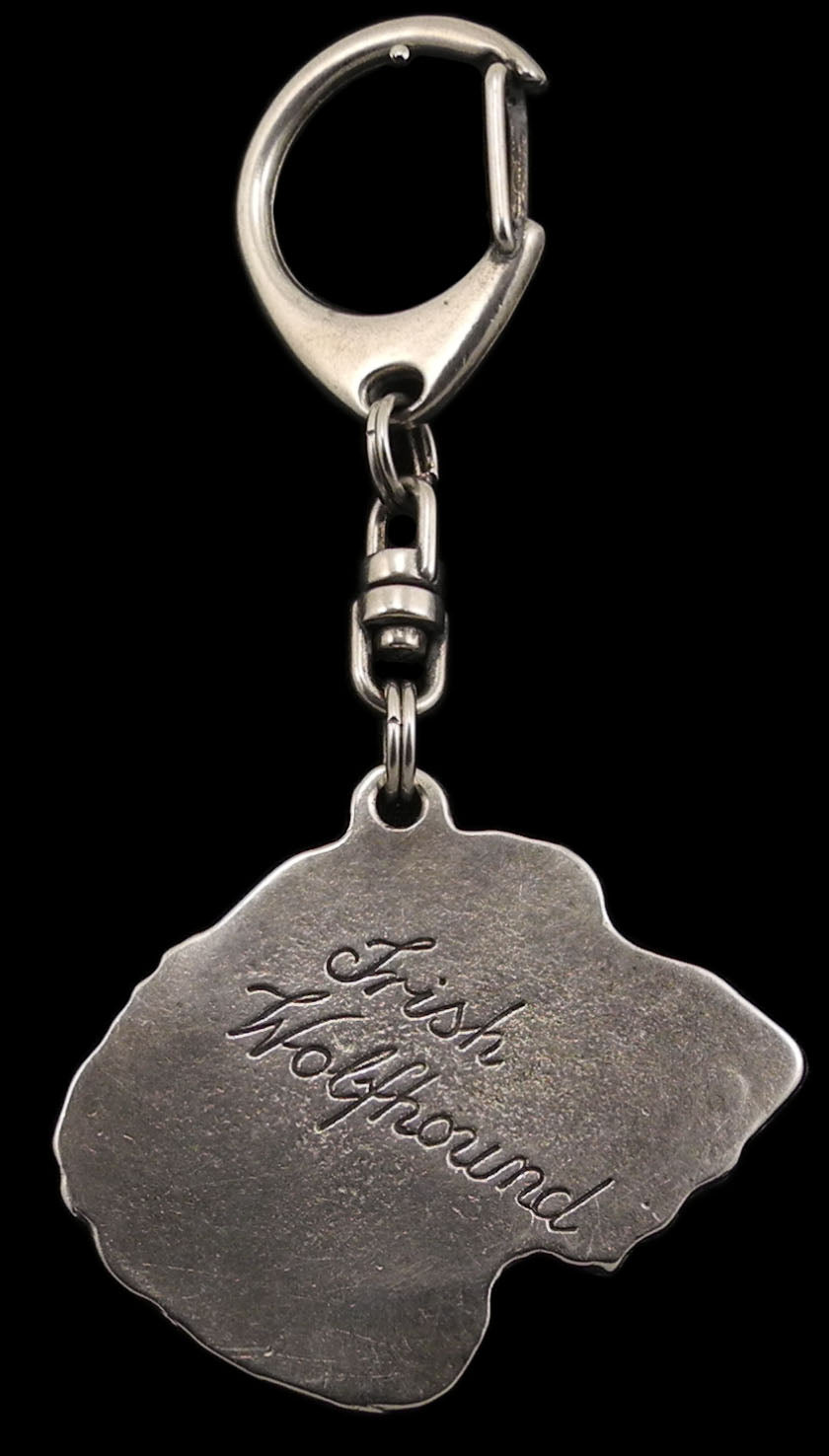 Irish Wolfhound I - Silver-plated key ring with a dog in a gift box, handbag decoration, backpack pendant by Art-Dog brand