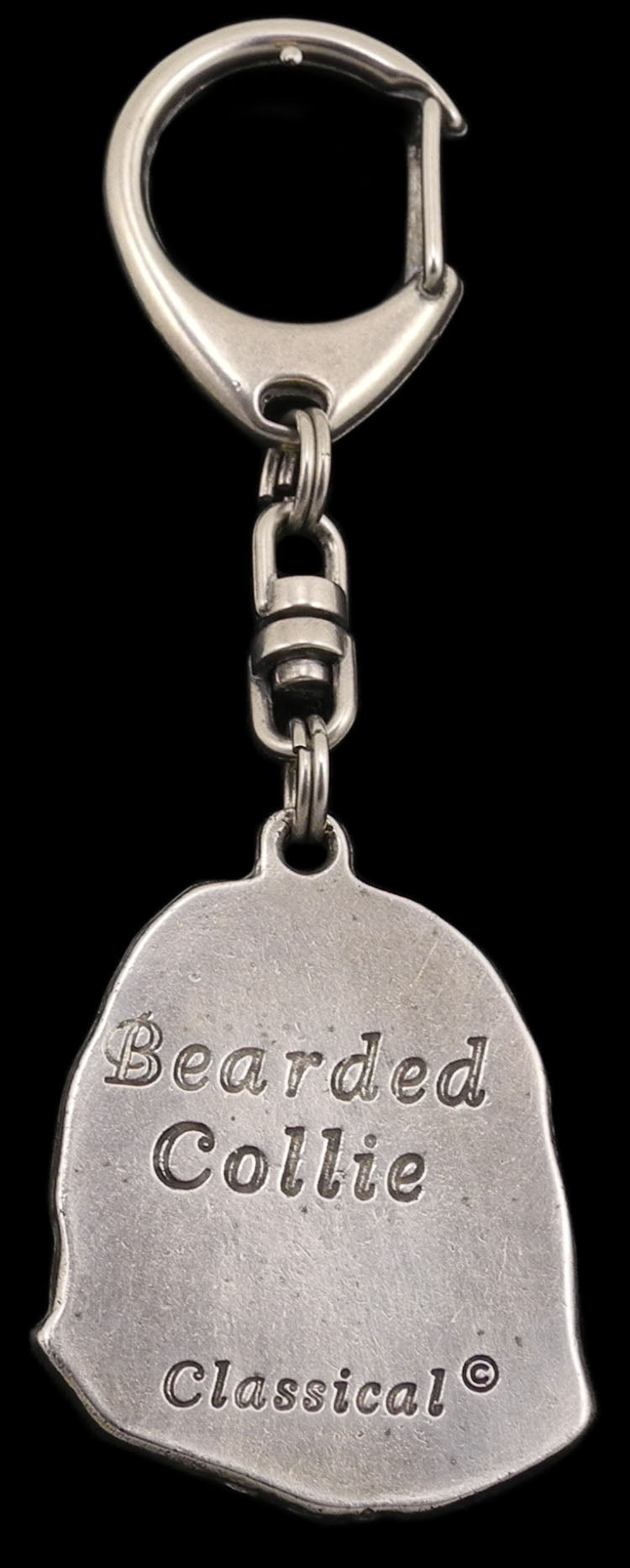 Bearded Collie, Highland Collie, Mountain Collie - Silver-plated key ring with a dog in a gift box, handbag decoration, backpack pendant by Art-Dog brand