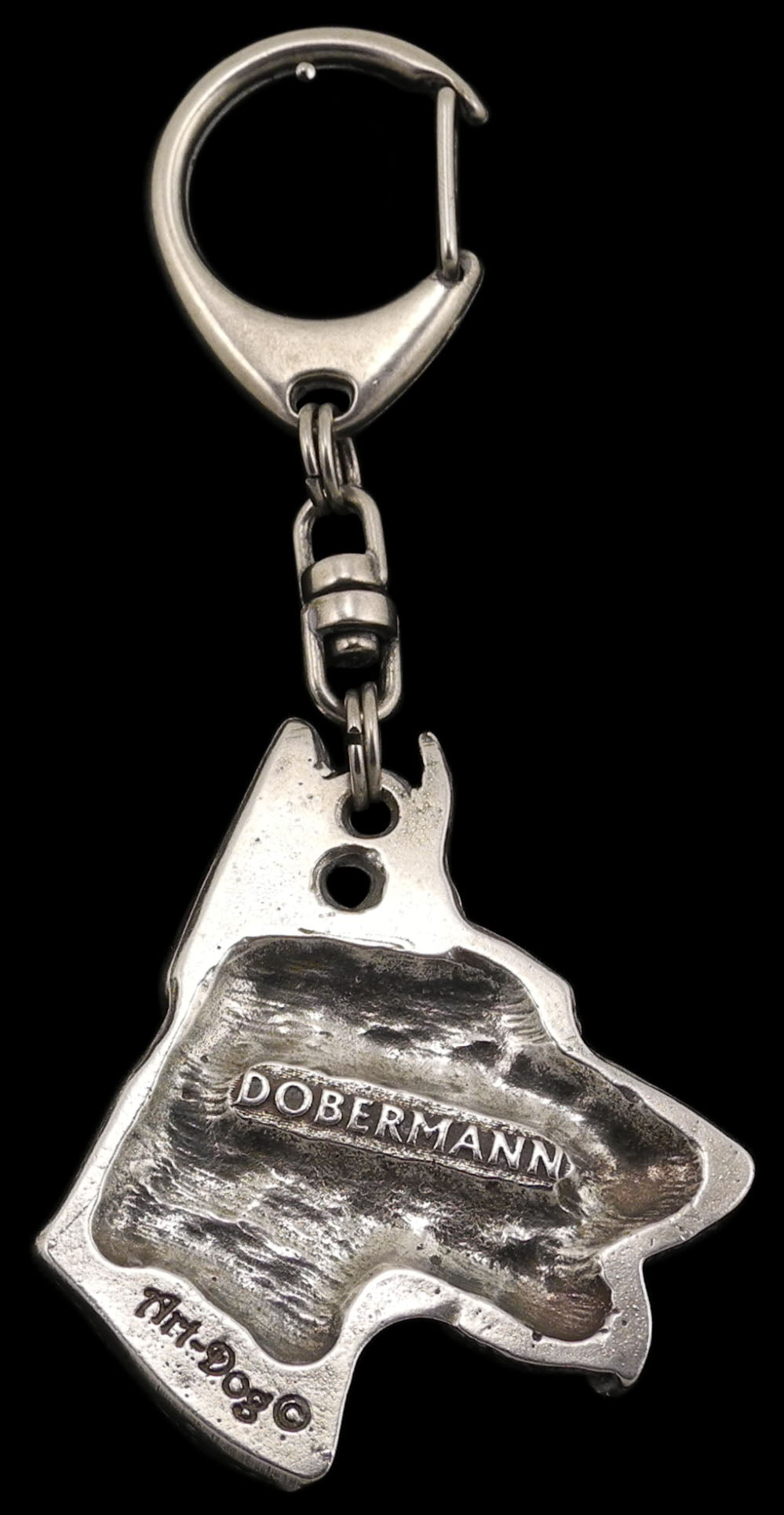 Dobermann, Doberman Pinscher, Dobie I - Silver-plated key ring with a dog in a gift box, handbag decoration, backpack pendant by Art-Dog brand